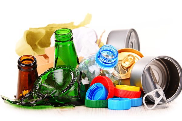 recyclable,garbage,consisting,of,glass,,plastic,,metal,and,paper,isolated